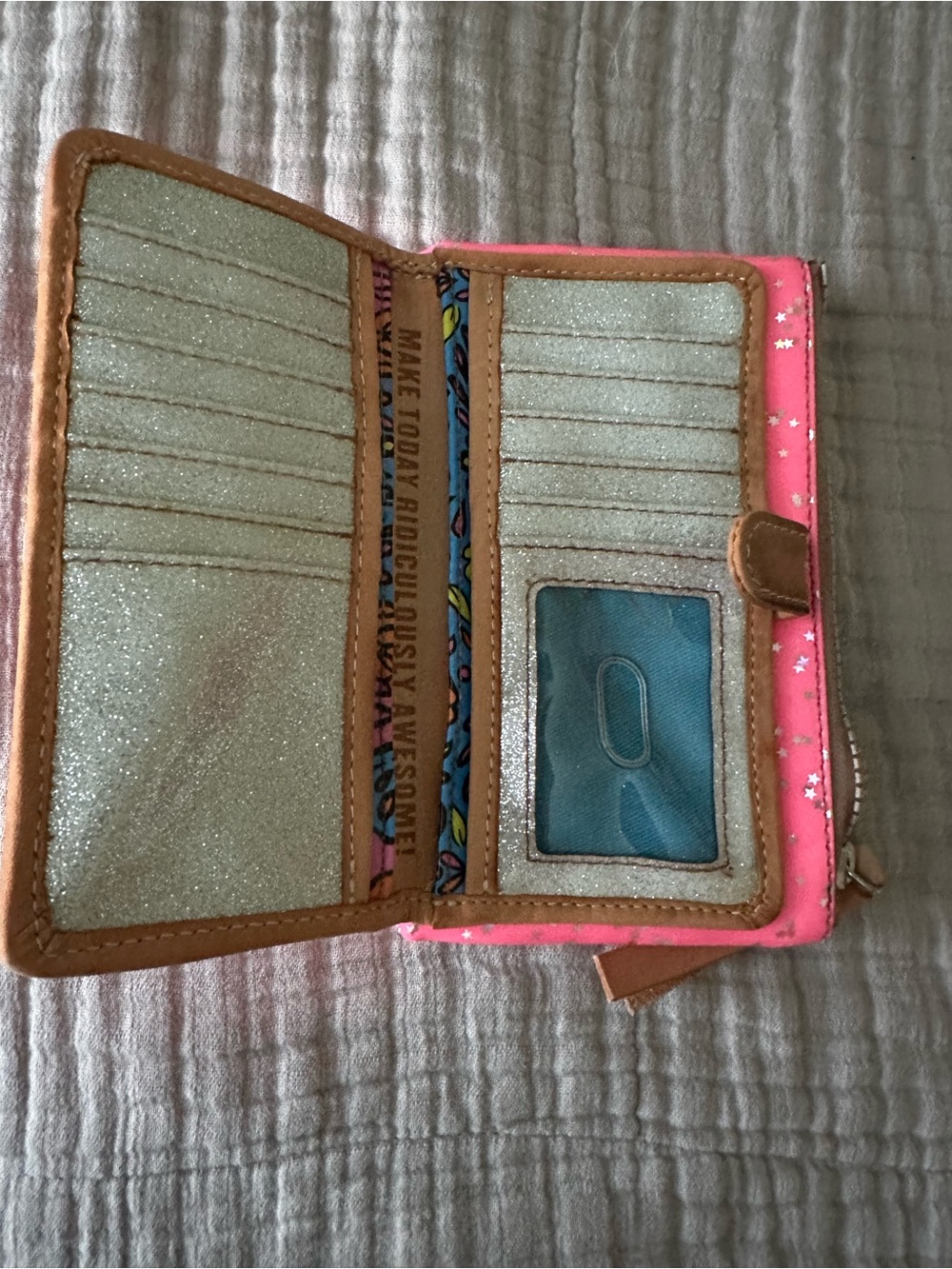 Consuela Shine Slim Wallet - Hot Pink with Tan Trim - Picture 9 of 9